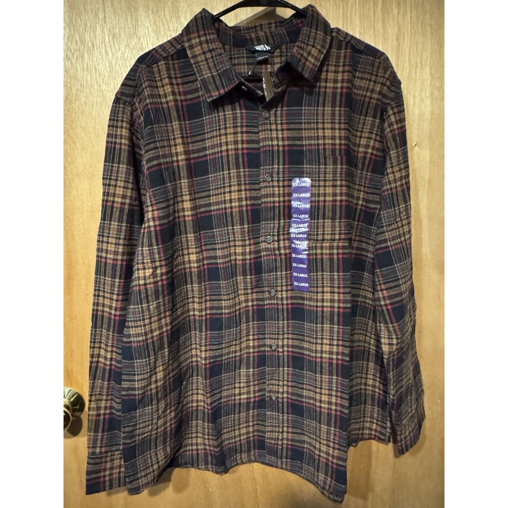 Eddie Bauer Flannel Shirt Mens 2XL Plaid Button Down Long Sleeve Work